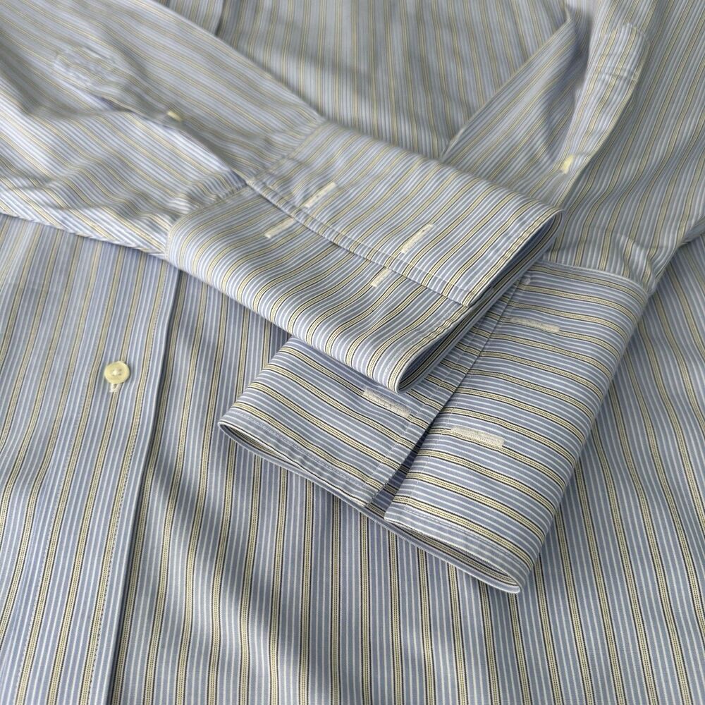 Brooks Brothers Dress Shirt Mens XXL 18-36 Blue French Cuff 346 Slim Fit Cotton - Picture 4 of 7